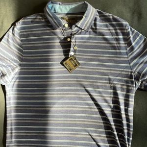 Blue Striped Pima Cotton Polo Dress Shirt